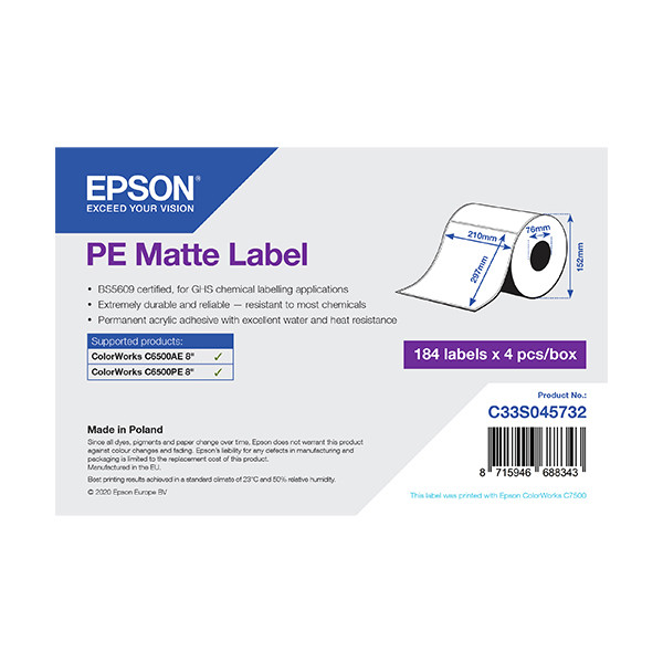 Epson C33S045732 PE etykiety matowe 210 x 297 mm, oryginalne 083626 - 1