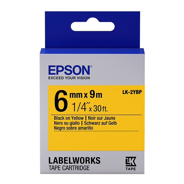 Epson LK-2YBP taśma, czarny nadruk na pastelowym żółtym 6 mm, oryginalna C53S652002 083160 - 1
