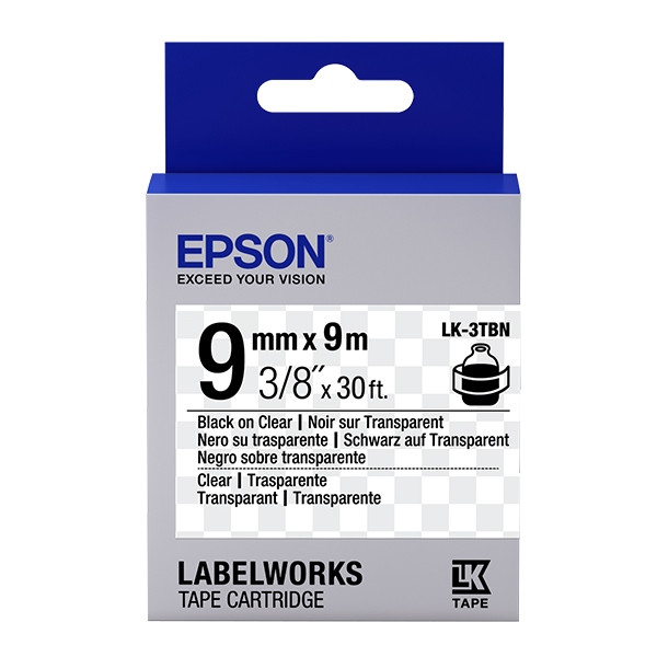 Epson LK-3TBN taśma, czarny na przeźroczystym 9 mm, oryginalna C53S653004 083170 - 1