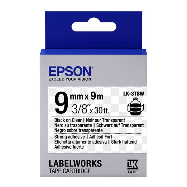 Epson LK-3TBW taśma czarna na przeźroczystym 9 mm, oryginalna C53S653006 083176 - 1