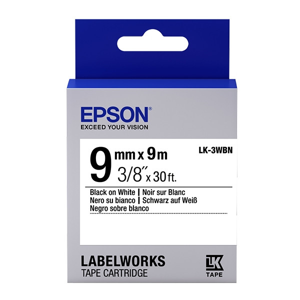 Epson LK-3WBN taśma, czarny na białym 9 mm, oryginalna C53S653003 083178 - 1