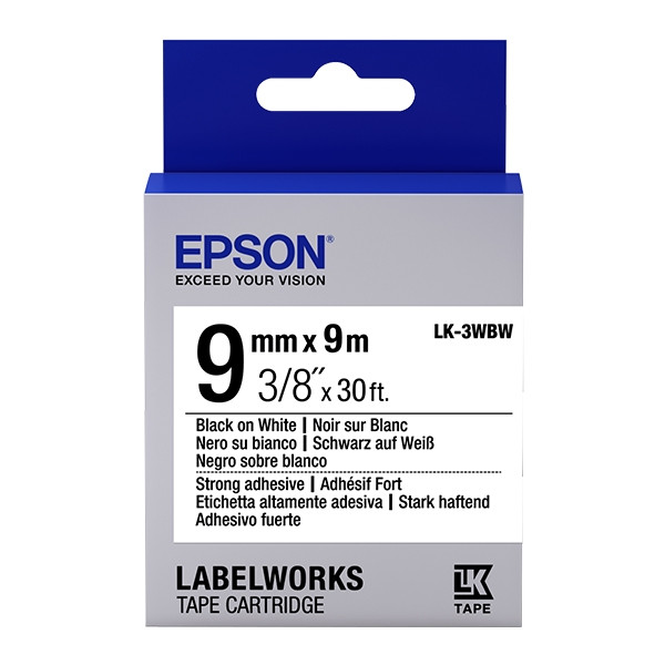 Epson LK-3WBW taśma, czarna na białym 9 mm, oryginalny C53S653007 083172 - 1