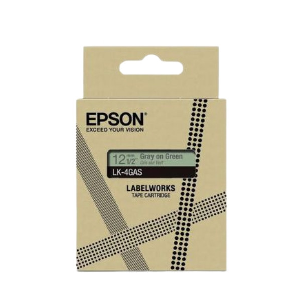 Epson LK-4GAS taśma 12 mm, szary na zielonym, oryginalna C53S672105 084466 - 1