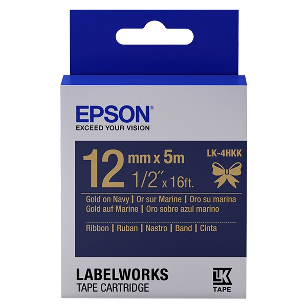 Epson LK-4HKK taśma satynowa 12 mm, złoty na granatowym, oryginalna C53S654002 083220 - 1