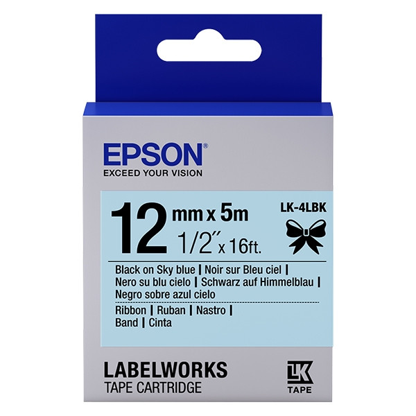 Epson LK-4LBK taśma satynowa 12 mm, czarny na jasnoniebieskim, oryginalna C53S654032 083222 - 1