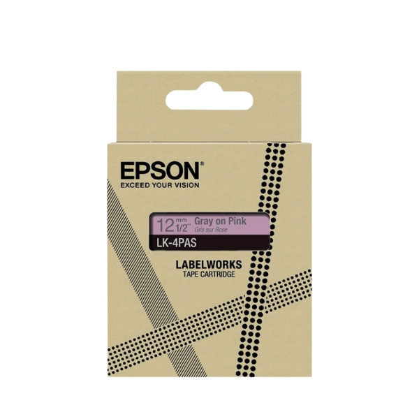 Epson LK-4PAS taśma 12 mm, szary na różowym, oryginalna C53S672103 084462 - 1