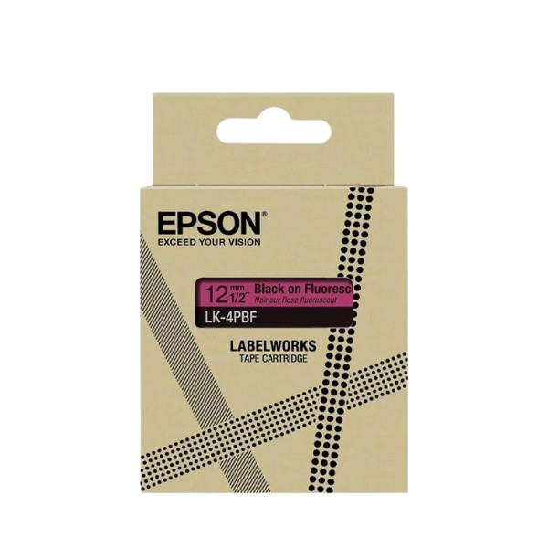 Epson LK-4PBF taśma 12 mm, czarny na fluorescencyjnym różu, oryginalna C53S672100 084458 - 1