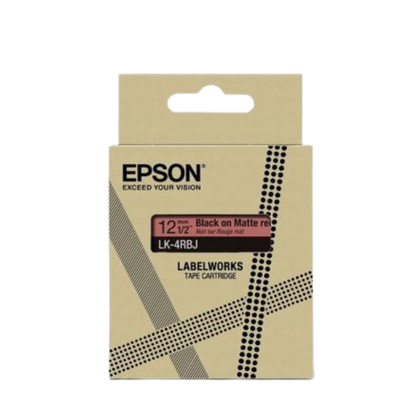 Epson LK-4RBJ taśma matowa 12 mm, czarny na czerwonym, oryginalna C53S672071 084400 - 1