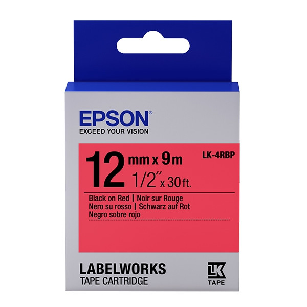 Epson LK-4RBP taśma 12 mm, czarna na pastelowym czerwonym, oryginalna C53S654007 083182 - 1