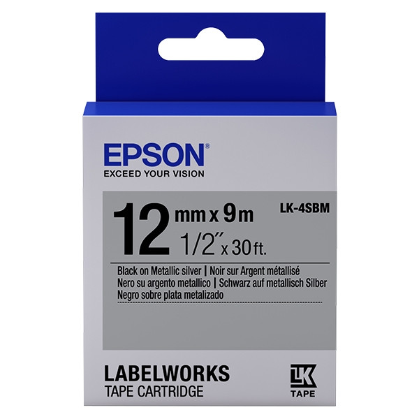 Epson LK-4SBM taśma 12 mm, czarny na metalicznym srebrnym, oryginalny C53S654019 083204 - 1