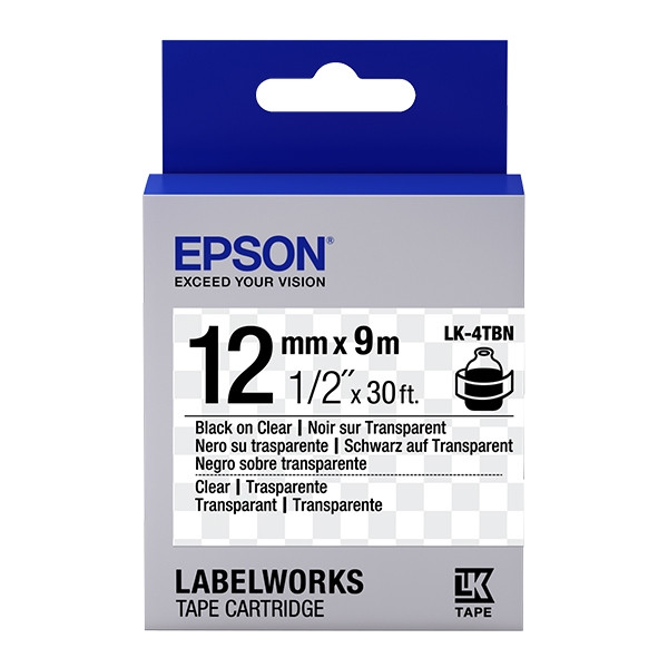 Epson LK-4TBN taśma 12 mm, czarna na przeźroczystym, oryginalna C53S654012 083186 - 1