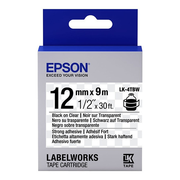 Epson LK-4TBW taśma 12 mm, czarny na przeźroczystym, oryginalny C53S654015 083194 - 1