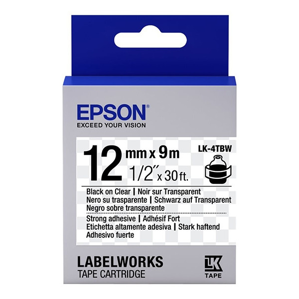 Epson LK-4TBW taśma 12 mm, czarny na przeźroczystym, oryginalny C53S654015 083194 - 1