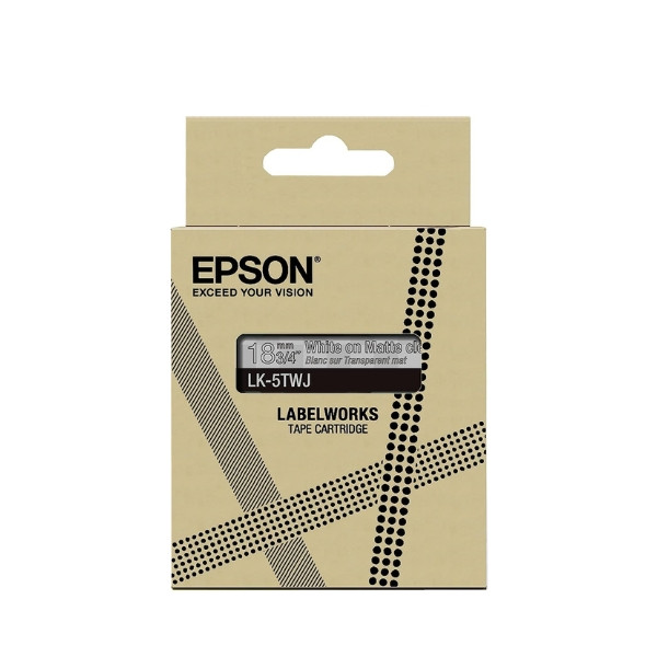 Epson LK-4TWJ taśma matowa 12 mm, biały na przeźroczystym, oryginalna C53S672068 084394 - 1