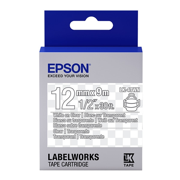 Epson LK-4TWN taśma 12 mm, biała na przeźroczytym, oryginalna C53S654013 083188 - 1