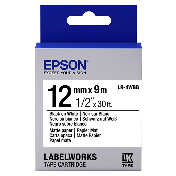 Epson LK-4WBB taśma papierowa 12 mm, czarny na białym, oryginalna C53S654023 083208 - 1