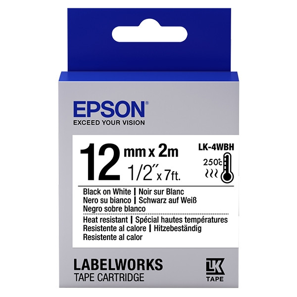 Epson LK-4WBH taśma 12 mm, czarna na białym, oryginalny C53S654025 083210 - 1