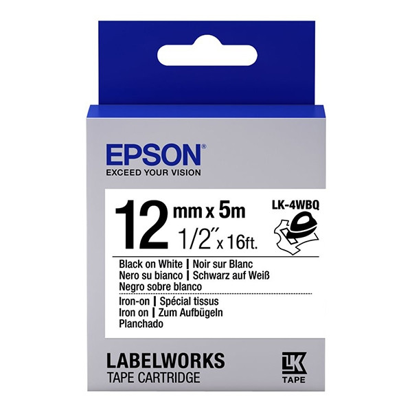 Epson LK-4WBQ taśma (do naprasowania) 12 mm, czarny na białym, oryginalna C53S654024 083216 - 1