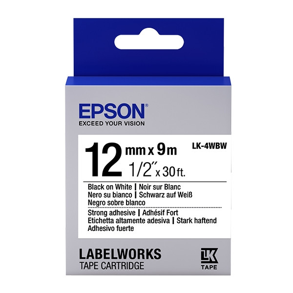 Epson LK-4WBW taśma 12 mm, czarny na białym, oryginalna C53S654016 083192 - 1
