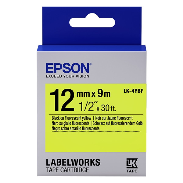 Epson LK-4YBF taśma 12 mm, czarny na fluorescencyjnym żółtym, oryginalna C53S654010 083284 - 1