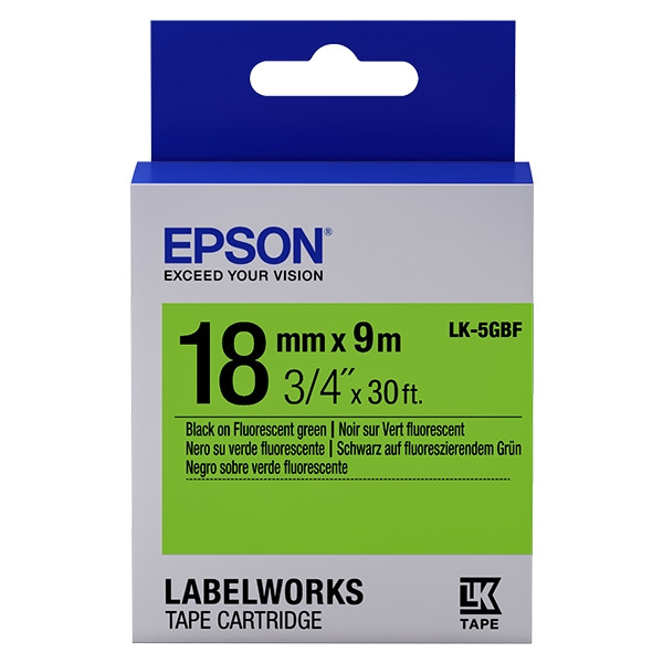 Epson LK-5GBF taśma 18 mm, czarny na fluorescencyjnym zielonym, oryginalna C53S655005 083250 - 1