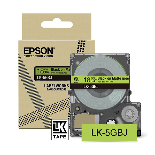 Epson LK-5GBJ taśma matowa 18 mm, czarny na zielonym, oryginalna C53S672078 084412 - 1