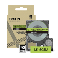 Epson LK-5GBJ taśma matowa 18 mm, czarny na zielonym, oryginalna C53S672078 084412