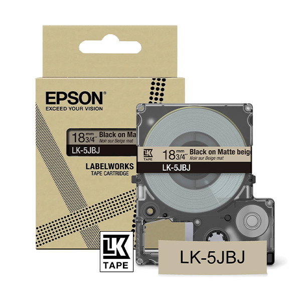 Epson LK-5JBJ taśma matowa 18 mm, czarna na beżowym, oryginalna C53S672091 084436 - 1