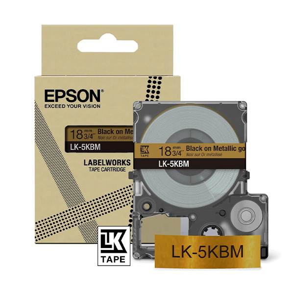 Epson LK-5KBM taśma 18 mm, czarny na metalicznym złotym, oryginalna C53S672093 084440 - 1