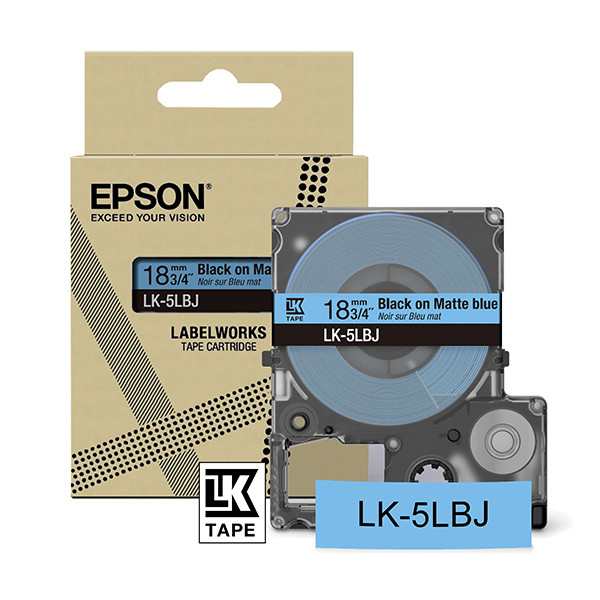 Epson LK-5LBJ taśma matowa 18 mm, czarny na niebieskim, oryginalna C53S672081 084416 - 1