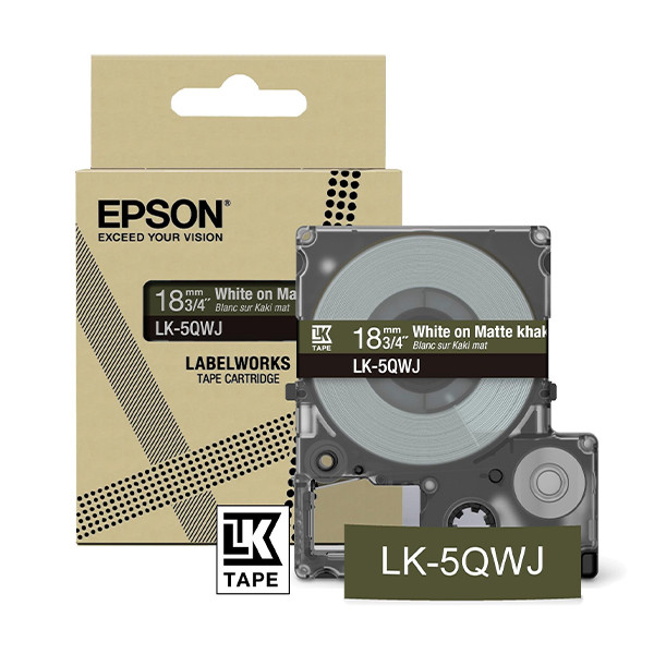 Epson LK-5QWJ taśma matowa 18 mm, biały na khaki, oryginalna C53S672089 084432 - 1