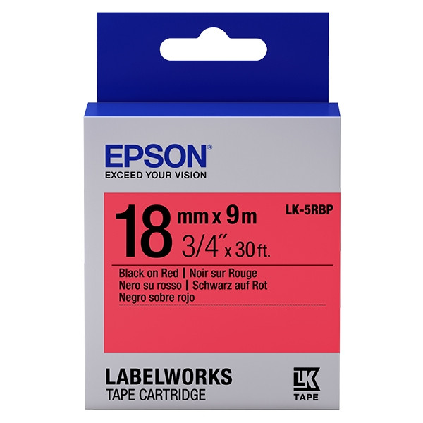 Epson LK-5RBP taśma 18 mm, czarny na pastelowym czerwonym, oryginalna C53S655002 083236 - 1