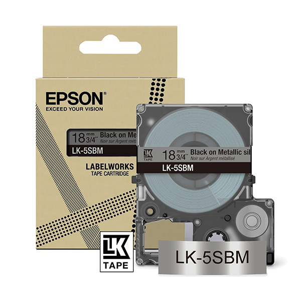Epson LK-5SBM taśma 18 mm, czarny na metalicznym srebrnym, oryginalna C53S672094 084442 - 1