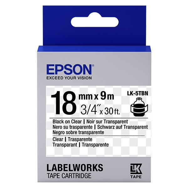Epson LK-5TBN taśma 18 mm, czarna na przeźroczystym, oryginalna C53S655008 083232 - 1