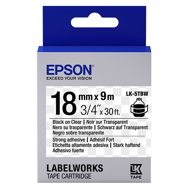 Epson LK-5TBW taśma 18 mm, czarny na przeźroczystym, oryginalna C53S655011 083244 - 1