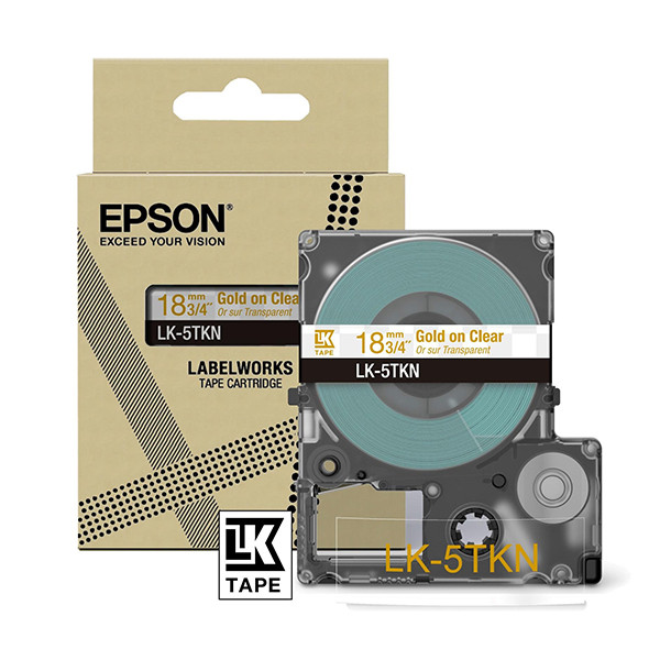Epson LK-5TKN taśma 18 mm, złota na metalicznym przeźroczystym, oryginalna C53S672097 084448 - 1
