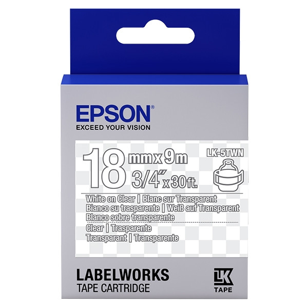 Epson LK-5TWN taśma 18mm, biała na przeźroczystym, oryginalna C53S655009 083234 - 1