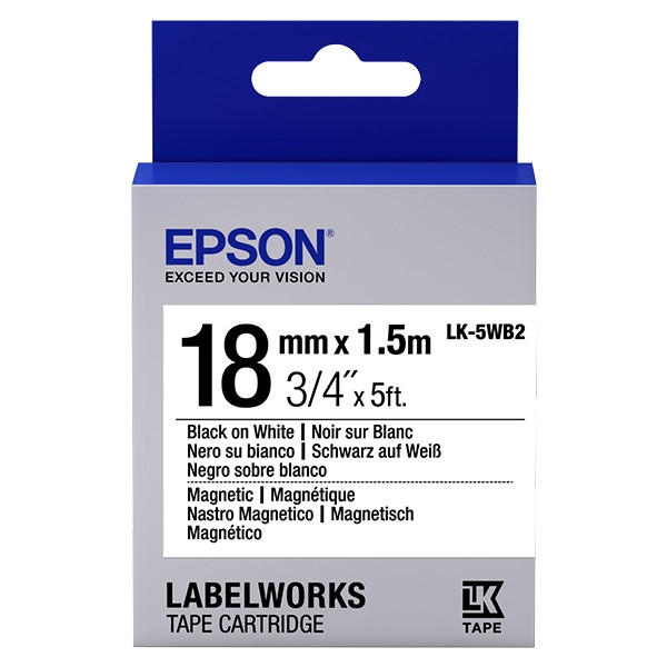 Epson LK-5WB2 taśma magnetyczna 18 mm, czarna na białym, oryginalna C53S655001 083258 - 1