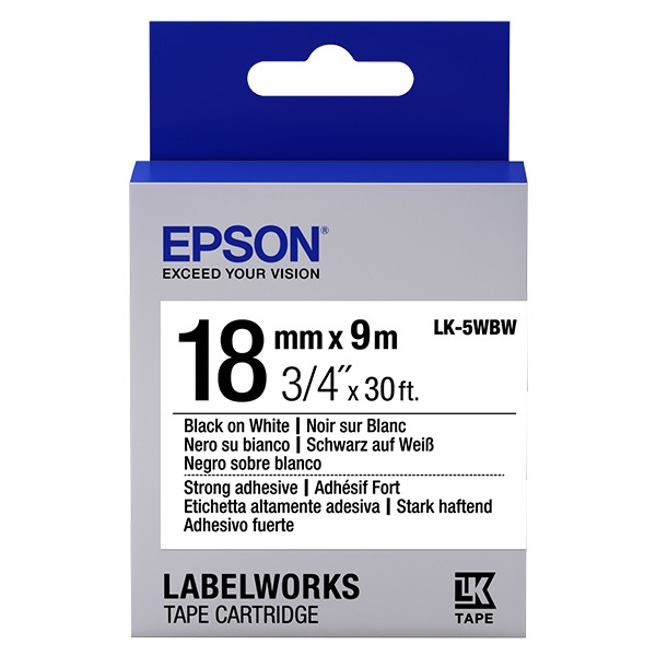 Epson LK-5WBW taśma 18 mm, czarny na białym, oryginalna C53S655012 083246 - 1