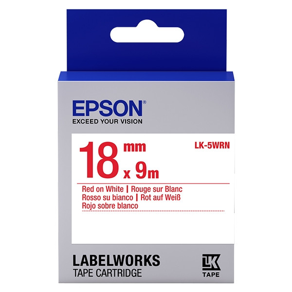 Epson LK-5WRN taśma 18 mm, czerwony na białym, oryginalna C53S655007 083240 - 1