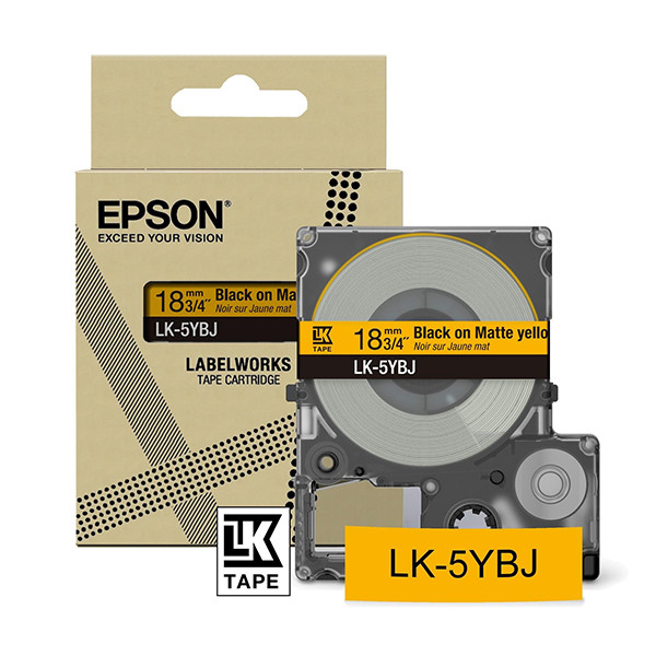 Epson LK-5YBJ taśma matowa 18 mm, czarny na żółtym, oryginalna C53S672075 084406 - 1