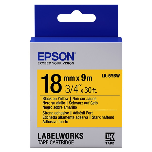 Epson LK-5YBW taśma 18 mm, czarna na żółtym, oryginalna C53S655010 083242 - 1