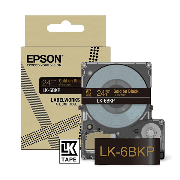 Epson LK-6BKP taśma 24 mm, złoty na metalicznym czarnym, oryginalna C53S672096 084446 - 1
