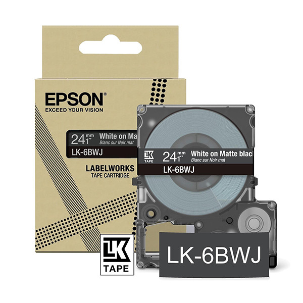 Epson LK-6BWJ taśma matowa 24 mm, biały na czarnym, oryginalna C53S672084 084422 - 1