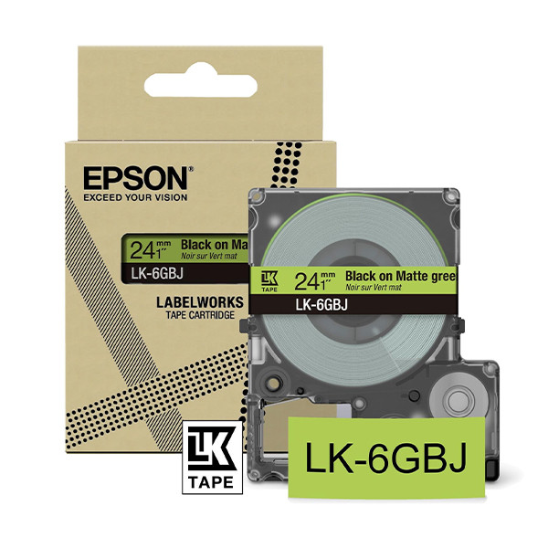 Epson LK-6GBJ taśma matowa 24 mm,czarny na zielonym, oryginalna C53S672079 084472 - 1