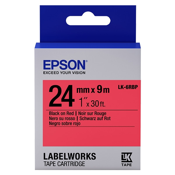 Epson LK-6RBP taśma 24 mm, czarny na pastelowym czerwonym, oryginalna C53S656004 083264 - 1