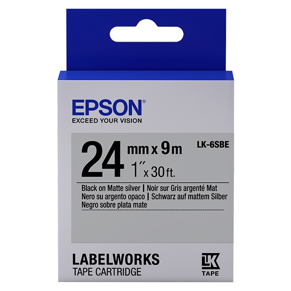 Epson LK-6SBE taśma matowa 24 mm, czarny na srebrnym, oryginalna C53S656009 083256 - 1