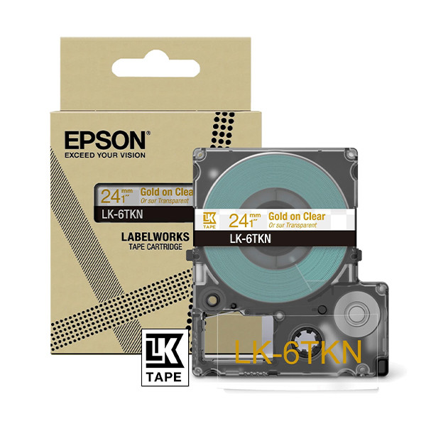 Epson LK-6TKN taśma 24 mm, złota na metalicznym przeźroczystym, oryginalna C53S672098 084450 - 1