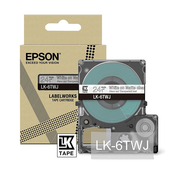 Epson LK-6TWJ taśma matowa 24 mm, biały na przeźroczystym, oryginalna C53S672070 084398 - 1