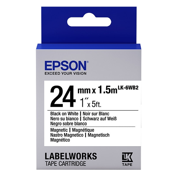 Epson LK-6WB2 taśma magnetyczna 24 mm, czarna na białym, oryginalna C53S656003 083270 - 1
